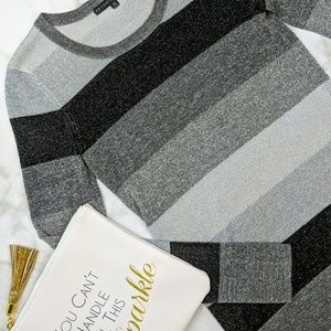 Antonio Melani Metallic Gray Striped Sweater